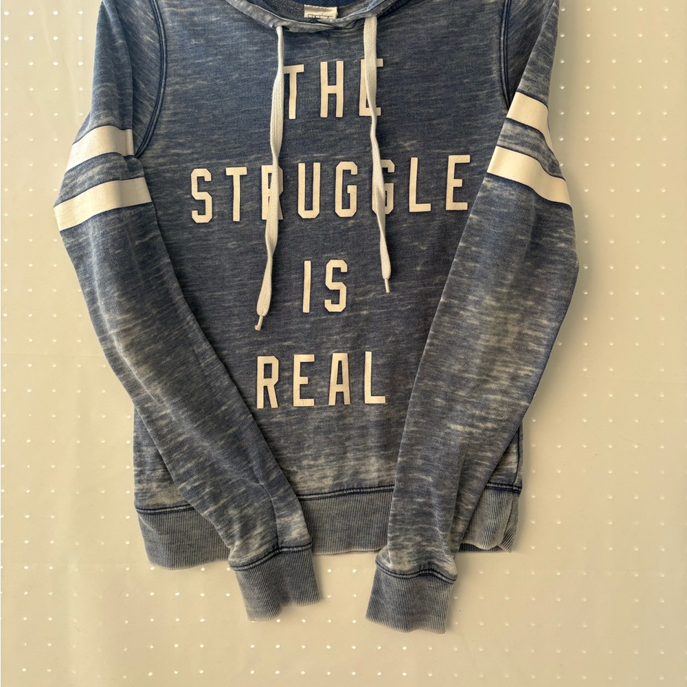FREEZE Denim-Style Distressed Graphic Hoodie. Size XS Cotton/Polyester INV25/144